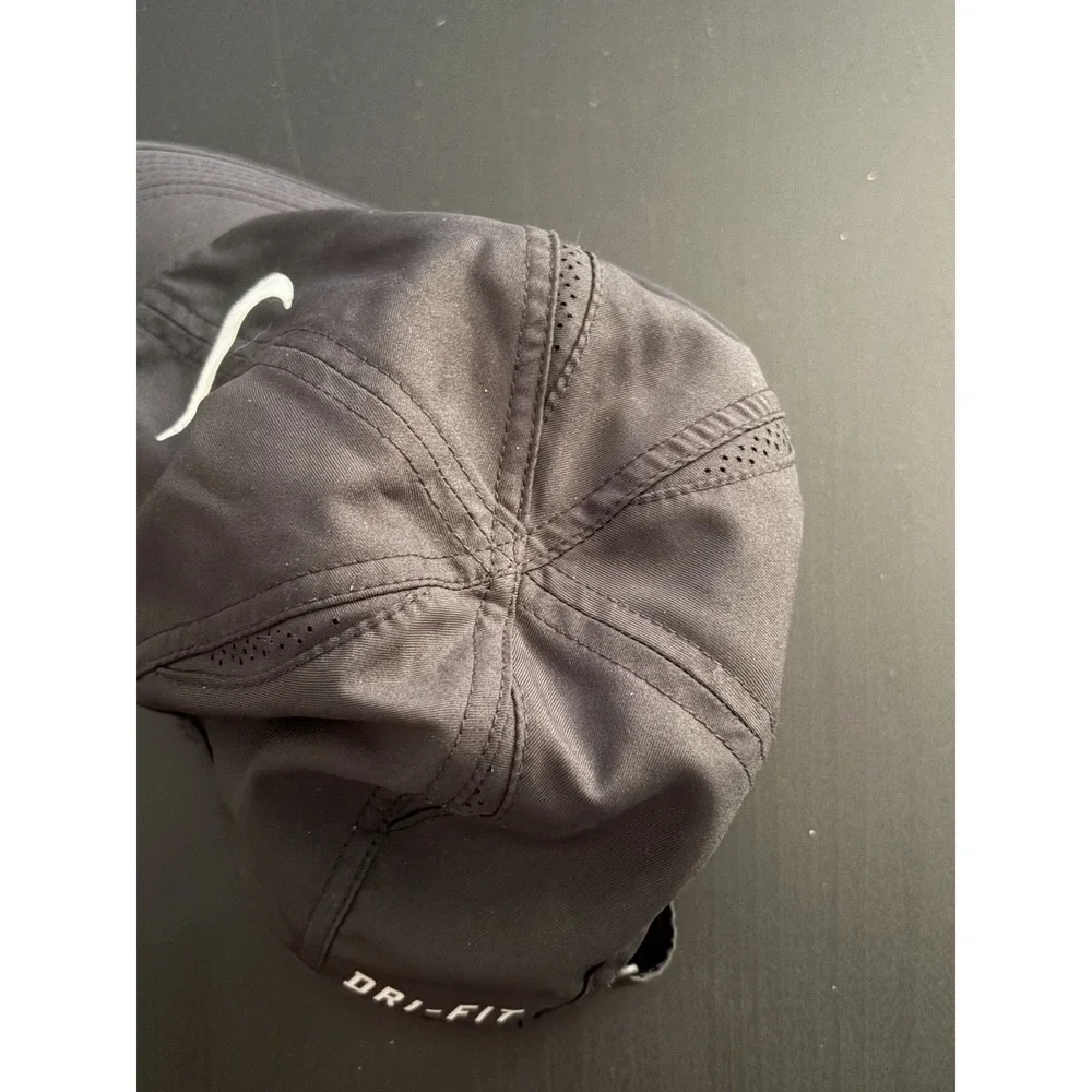 Nike Featherlight Hat Embroidered Logo Dri-Fit Gray Black Adjustable Cap
